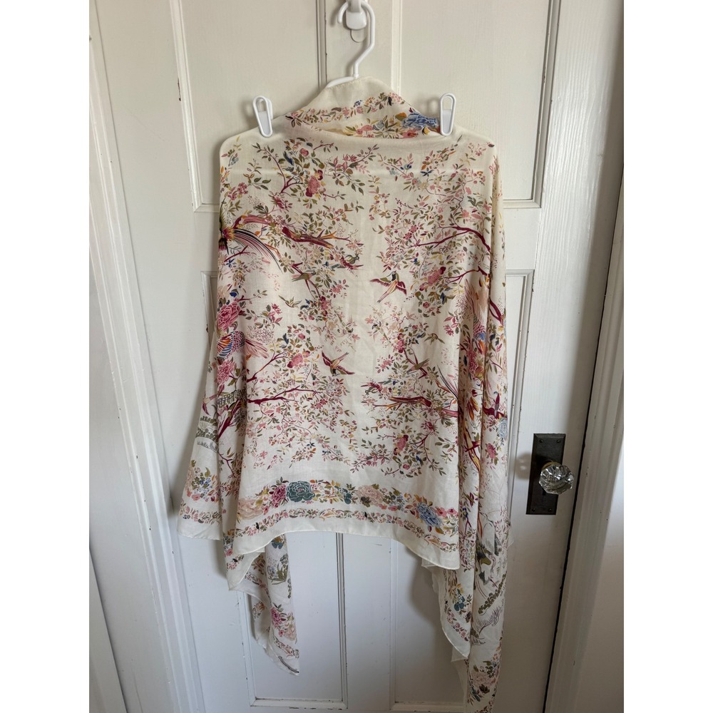 La Fiorentina large floral bird print wrap/scarf